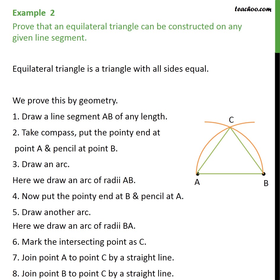 Example 2 - Prove that an equilateral triangle can be - Examples