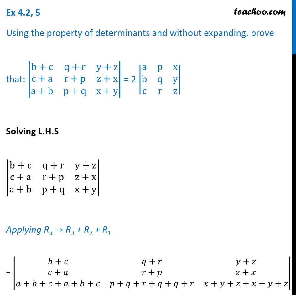 Question 5 - Prove Using Property Of Determinants |b+c Q+r