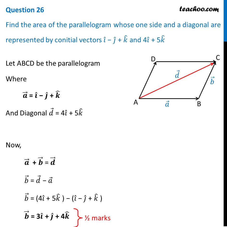 Find Area Of The Parallelogram Whose One Side And A Diagonal Are 2377