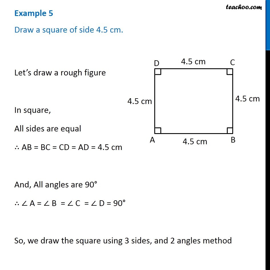 Example 5 - Draw a square of side 4.5 cm - Chapter 4 Class 8