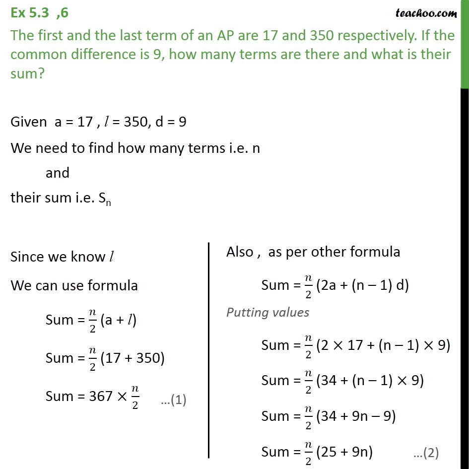 ex-5-3-6-the-first-and-last-term-of-ap-are-17-and-350