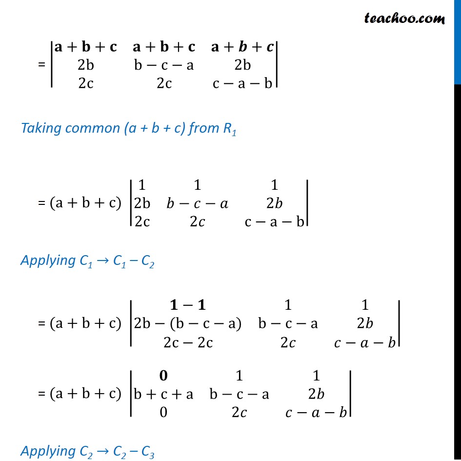 Ex 4 2 11 I Using Properties Prove That Determinant A B C 2