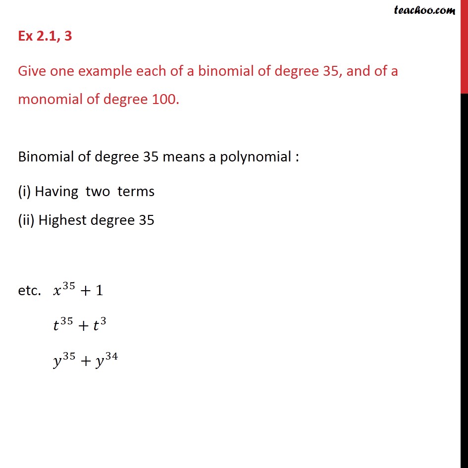 invoice b gst in to format c 3 of  one degree binomial of a Ex Give 2.1,  example each