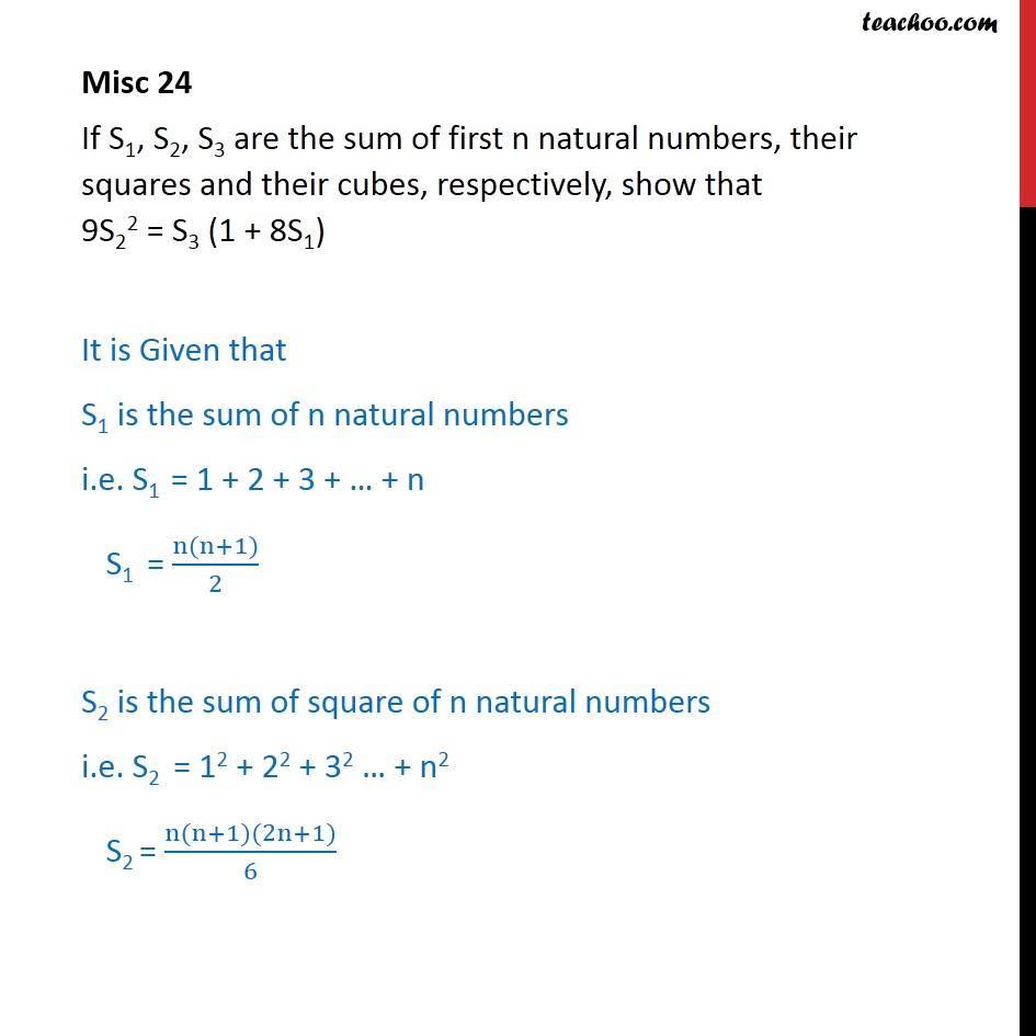 Misc 24 - If S1, S2, S3 are sum of first n natural numbers - Finding sum from series