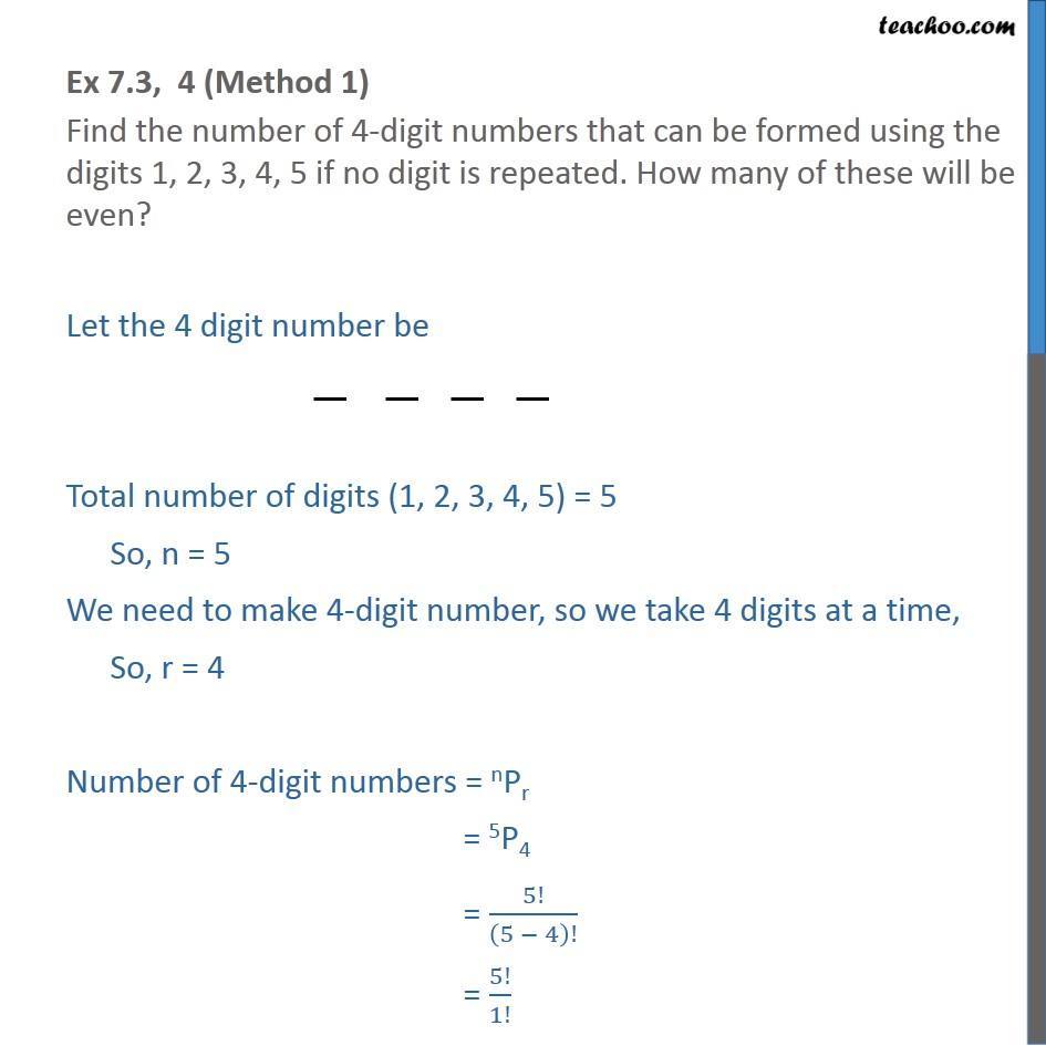 Ex 7 3 4 Find number Of 4 digit Numbers That Can Be Formed