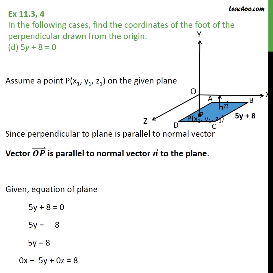 Ex 11.3, 4 - Find coordinates of foot of perpendicular - Ex 11.3