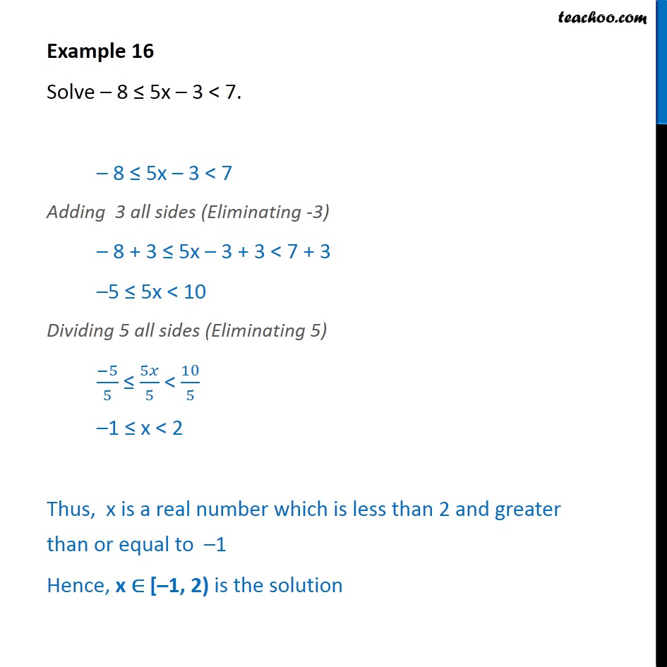 Example 16 - Solve -8