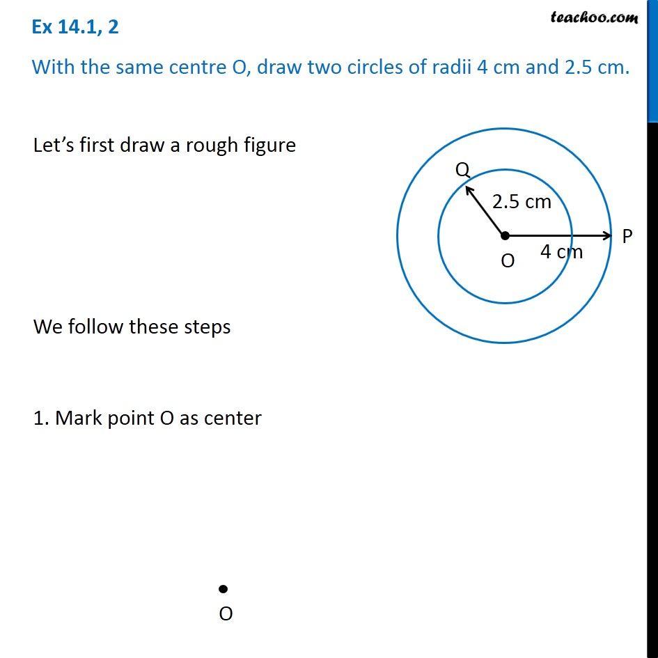Ex 14.1, 2 - With the same centre O, draw two circles of ...