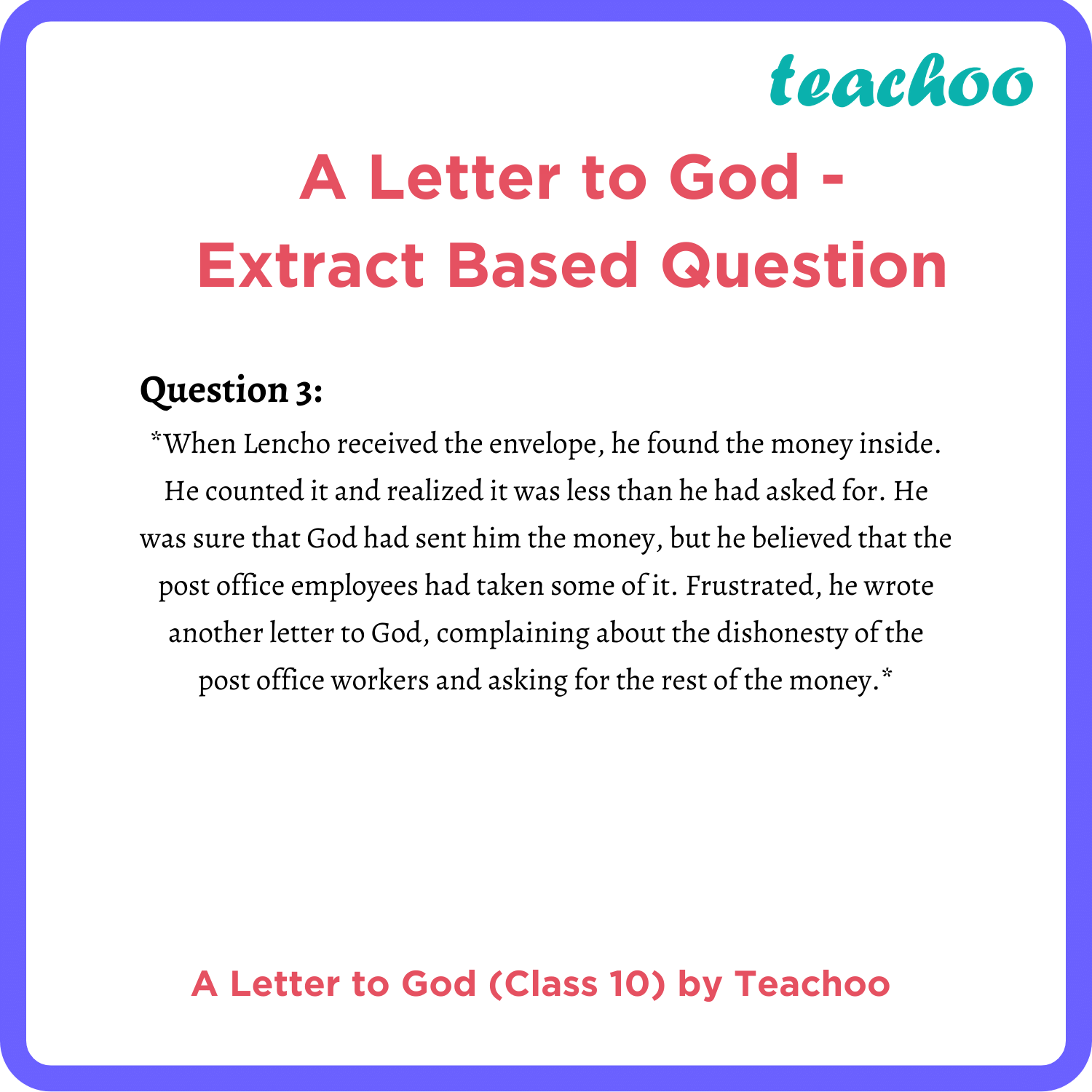 a-letter-to-god-english-class-10-first-flight-extract-question