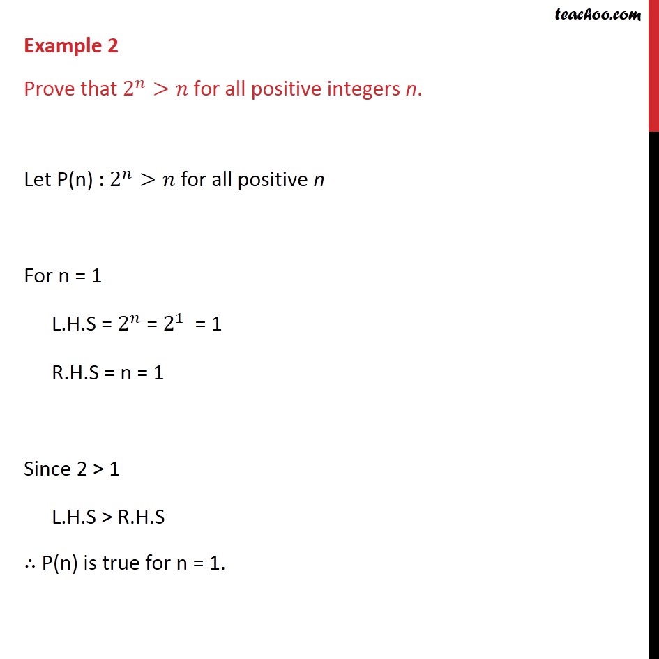 Example 2 - Prove 2n > n - Chapter 4 Mathematical Induction - Inequality
