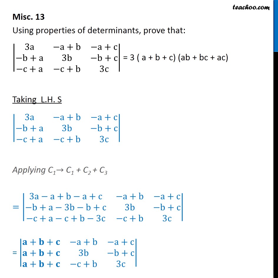 Question 7 - Using Determinants 3 (a + B + C) (ab + Bc + Ac)