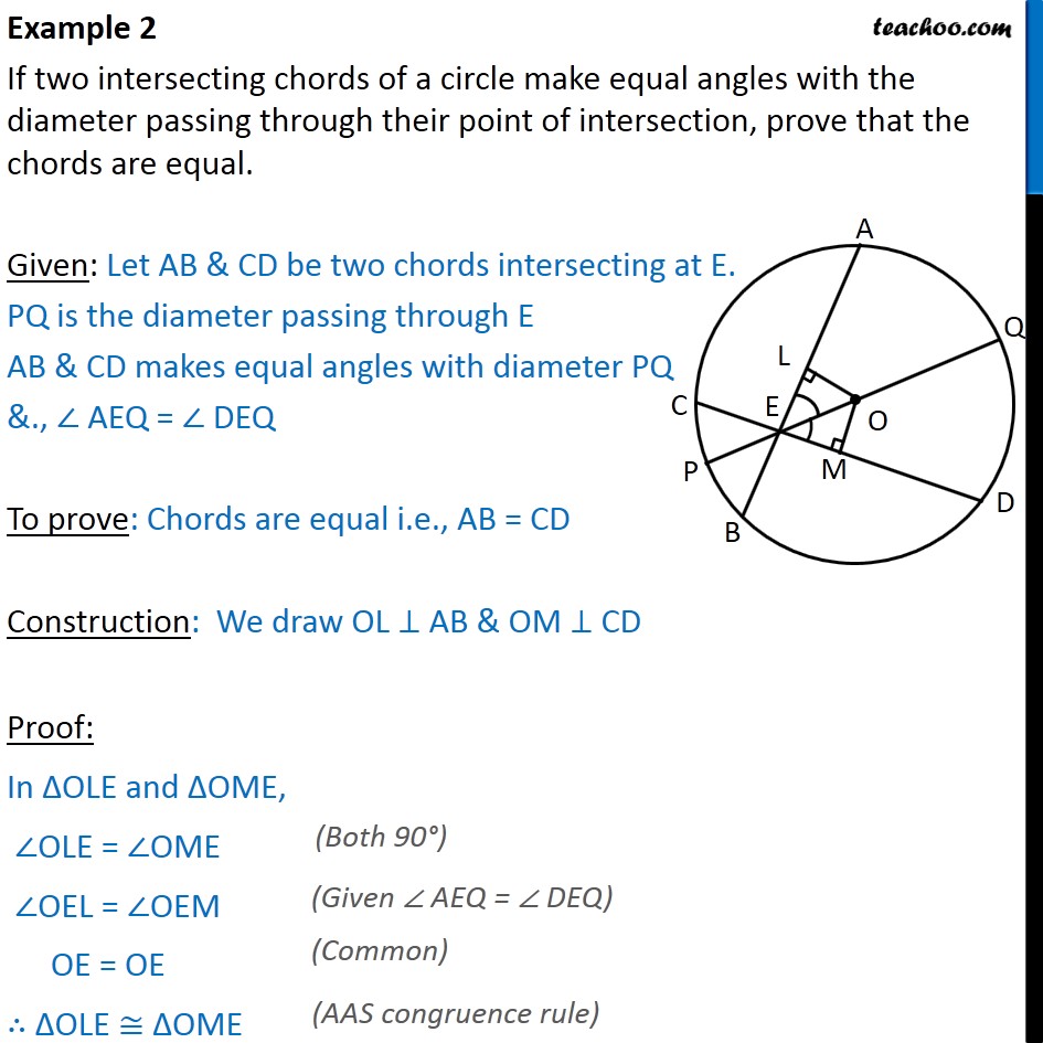 Example 2 - If two intersecting chords of a circle make - Examples