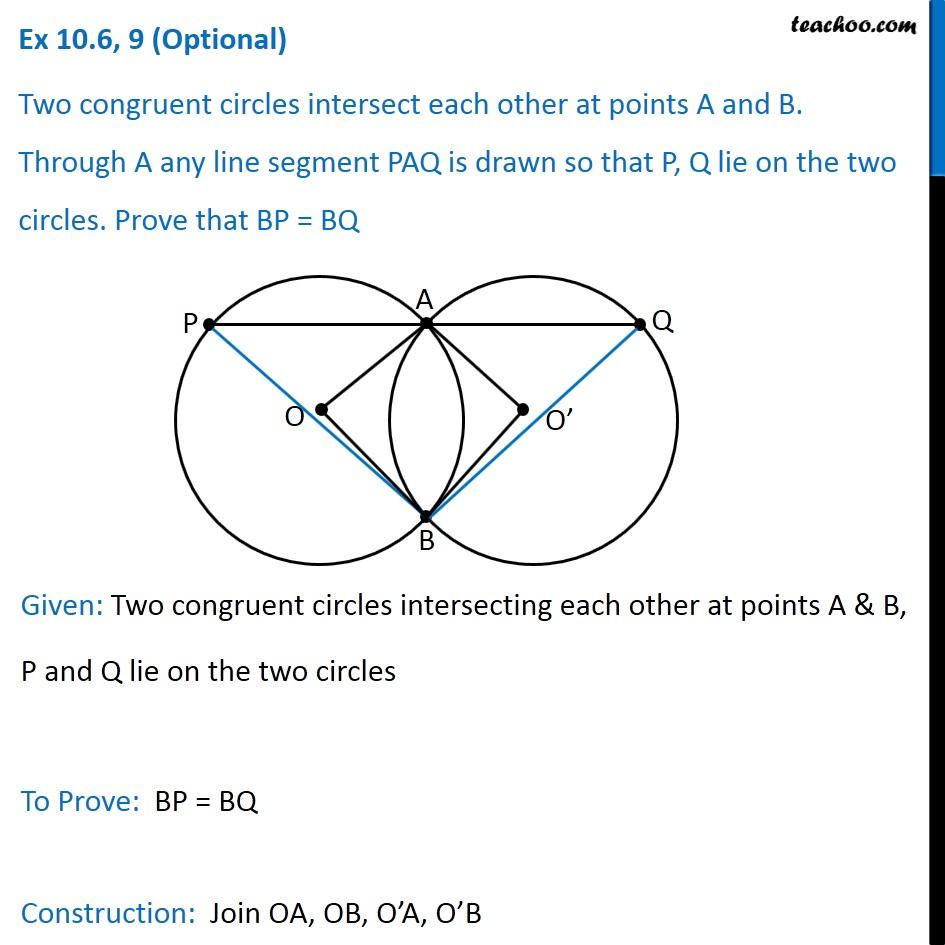 Question 9 Two Congruent Circles Intersect Each Other At 