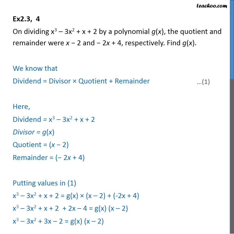 Ex 2.3, 4 - Chapter 2 Class 10 Polynomials - Part 2