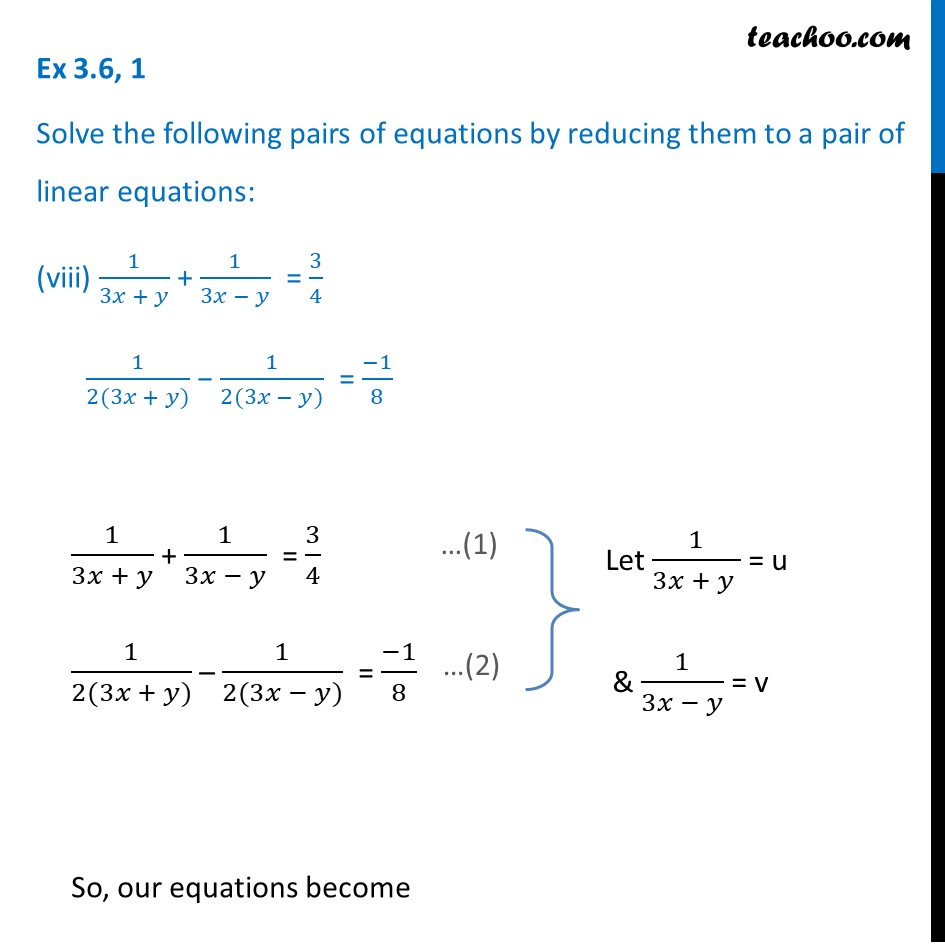 Ex 3.6, 1 (vii) and (viii) - Chapter 3 Class 10 Pair of Linear Equations in Two Variables - Part 7