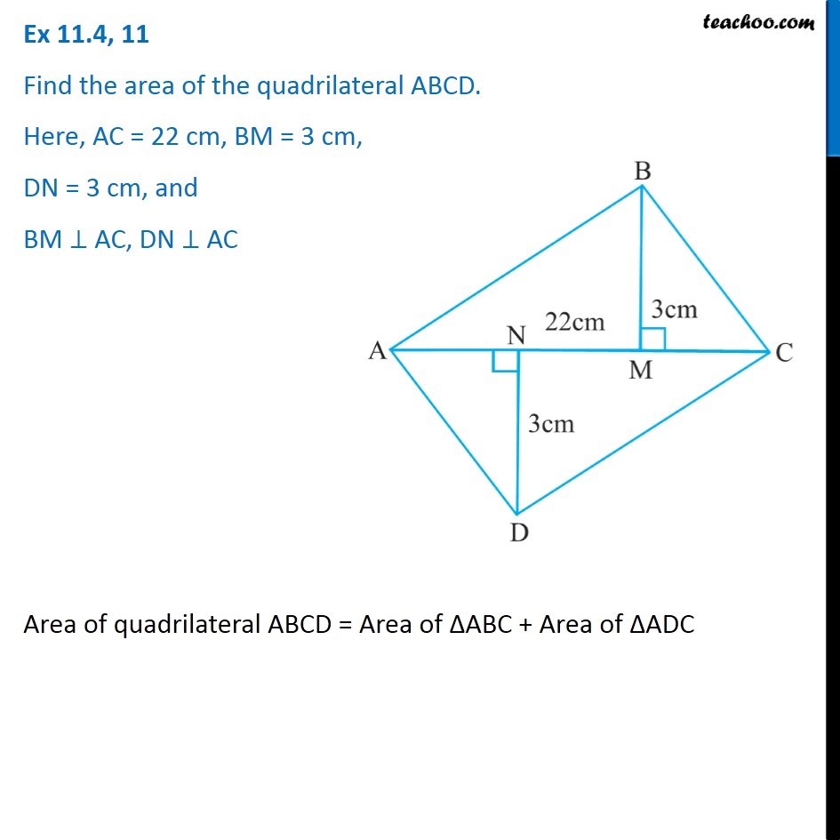 Ex 18.18, 18 - Find the area of the quadrilateral ABCD. Here, AC = 18