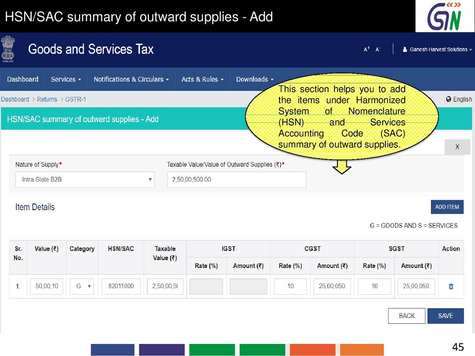 note debit format gstr 1 GSTR Format 1  Return  GST