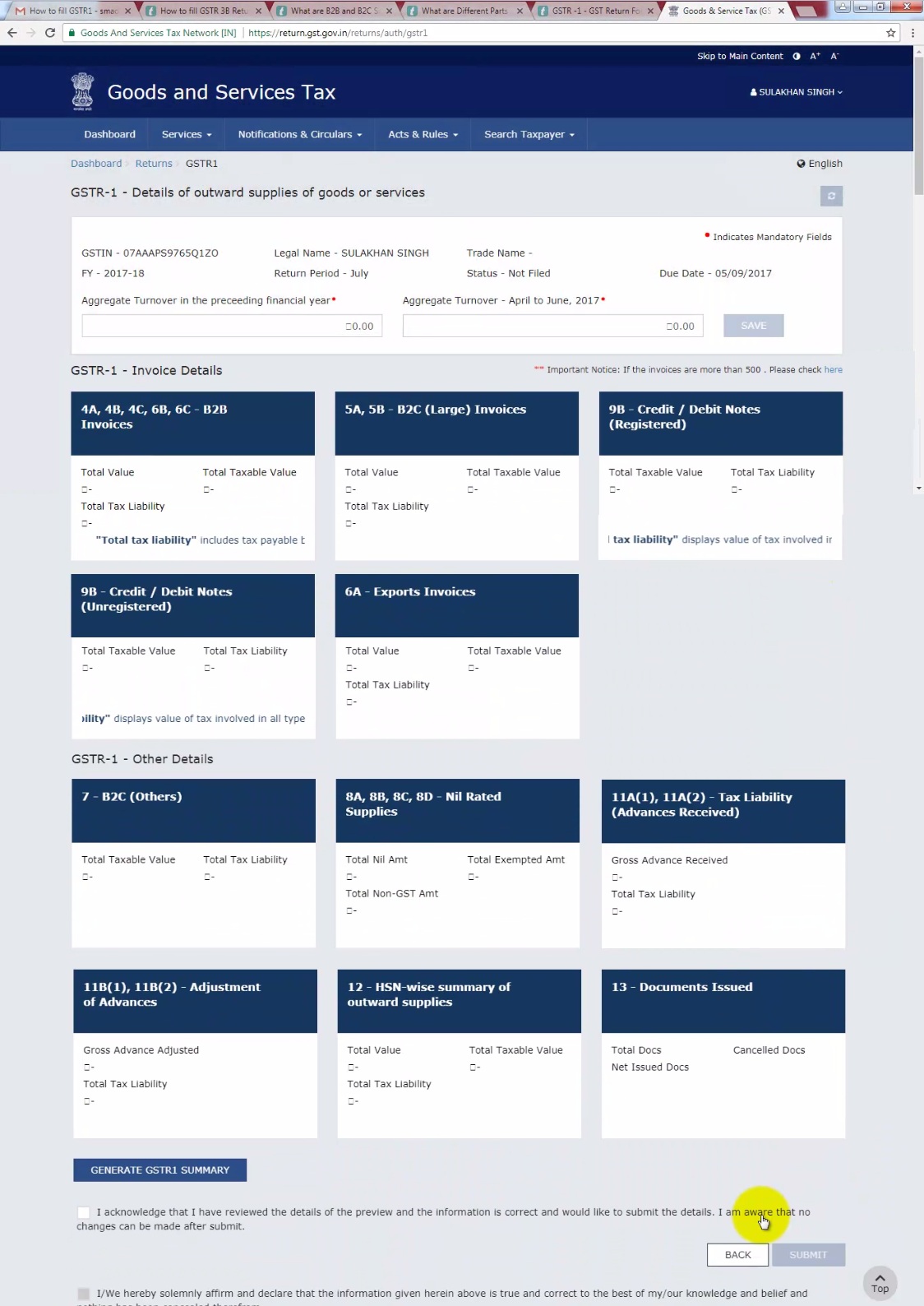 1 invoice format gstr at Return Online  Format GSTR GST How to   1 GST  Fill Portal