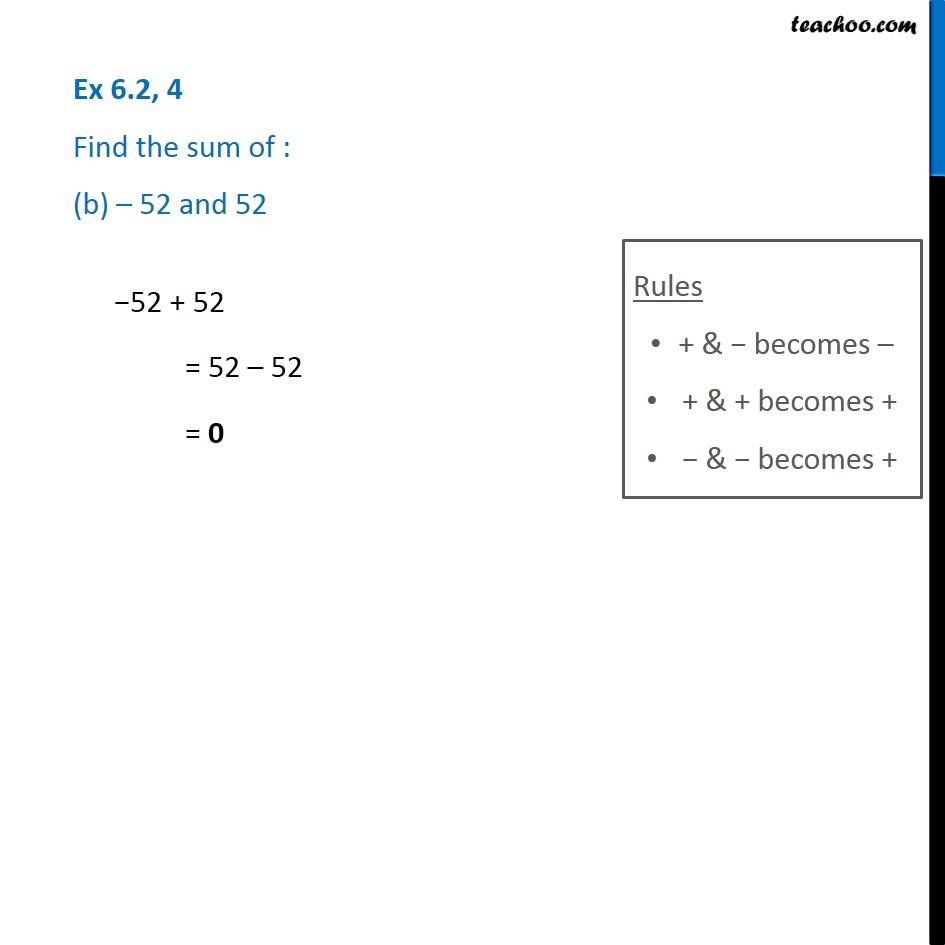 find-the-sum-of-52-and-52-class-6-integers-ex-6-2