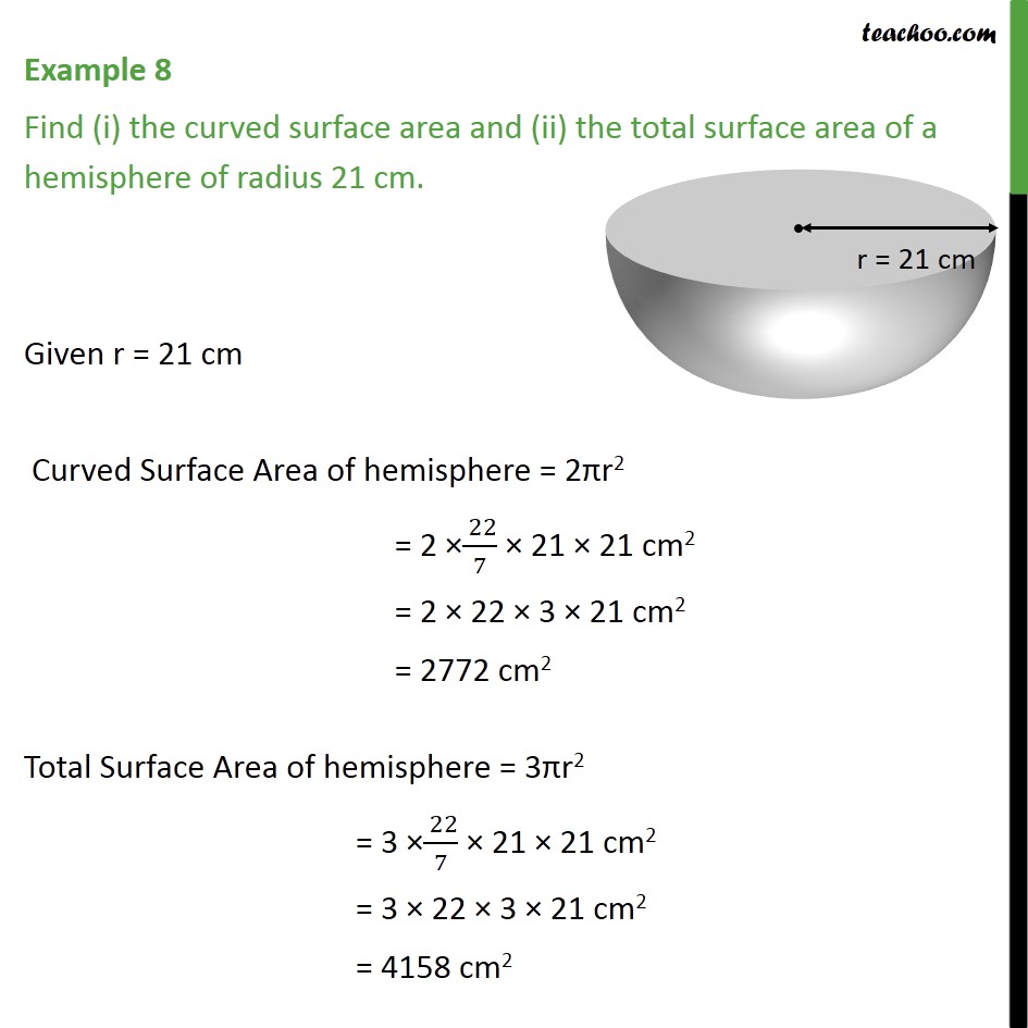 Example 8 - Find (i) the curved surface area and (ii) the - Examples