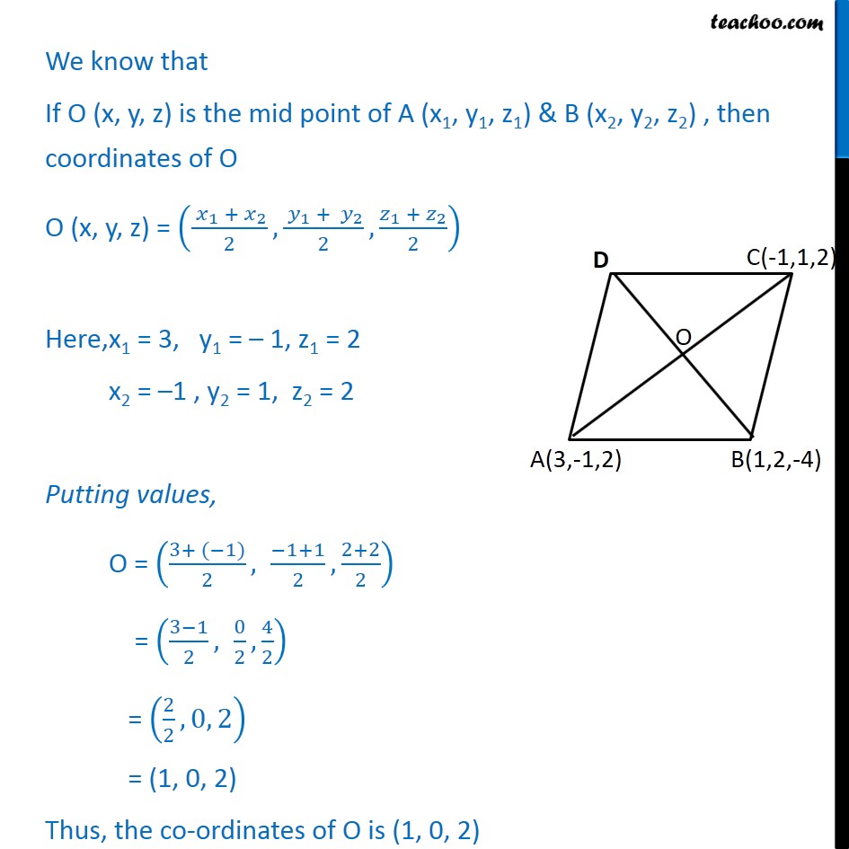 Misc 1 - Three Vertices Of Parallelogram ABCD Are - Miscellaneous