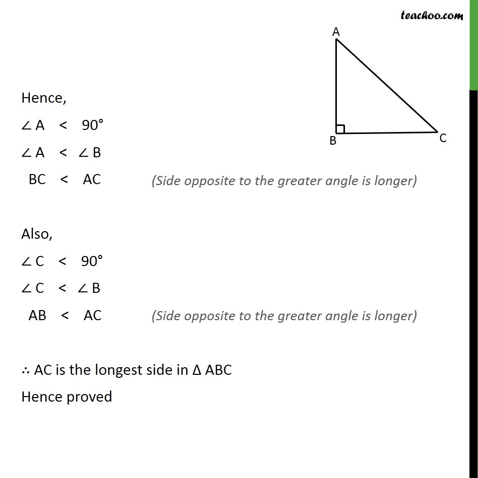 Ex 7.4, 1 - Show that in a right angled triangle, hypotenuse - Ex 7.4