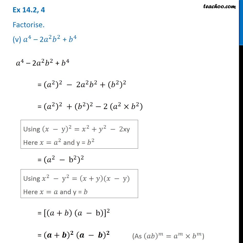 Ex 12 2 4 V Factorise A 4 2a 2b 2 B 4 Ex 12 2