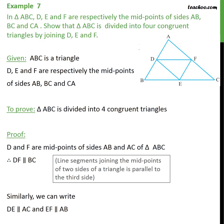 Example 6 In Abc D E And F Are Mid Points Of Sides Examples 1702