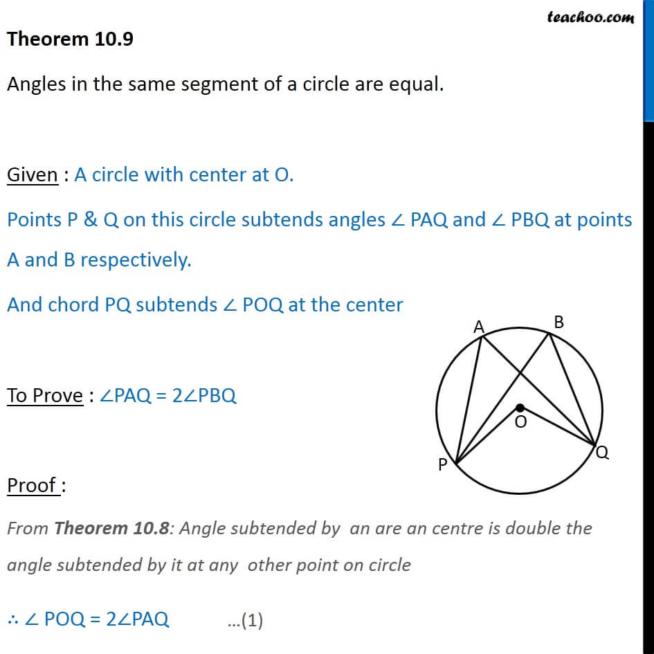 9 pivot point chapter segment 10.9   Angles a  in Class Theorem  9 same of