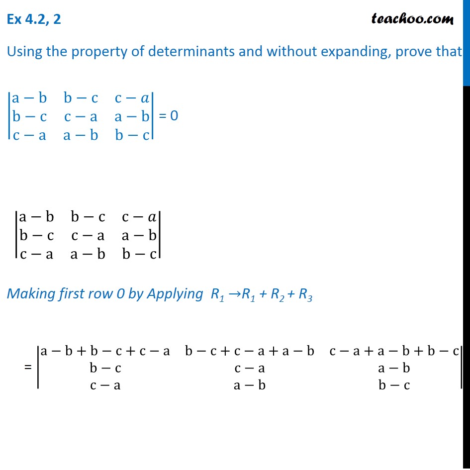 Ex 4.2, 2 - Using property of determinants - Class 12 CBSE