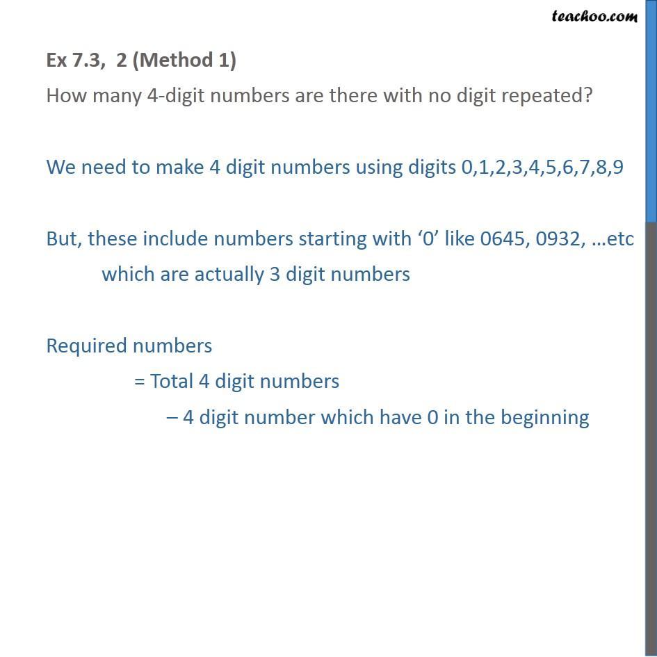Ex 7.3, 2 - How many 4-digit numbers are there with no ...