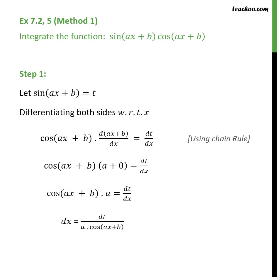 Ex 7.2, 5 - Integrate sin (ax + b) cos (ax + b) - Teachoo