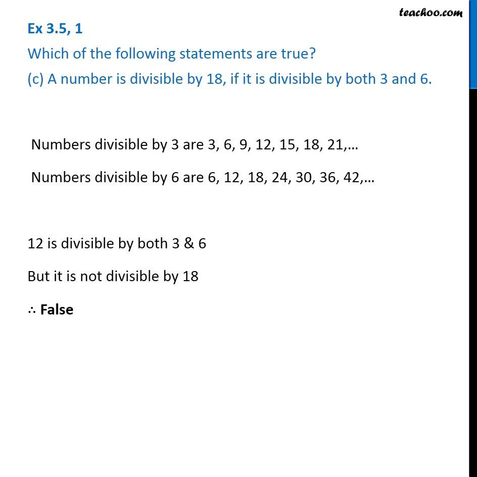 a-number-divisible-by-18-if-divisible-by-both-3-and-6-true-or-false