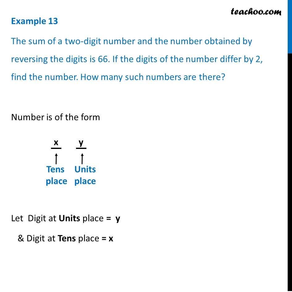 Example 13 - The sum of a two-digit number and number - Examples