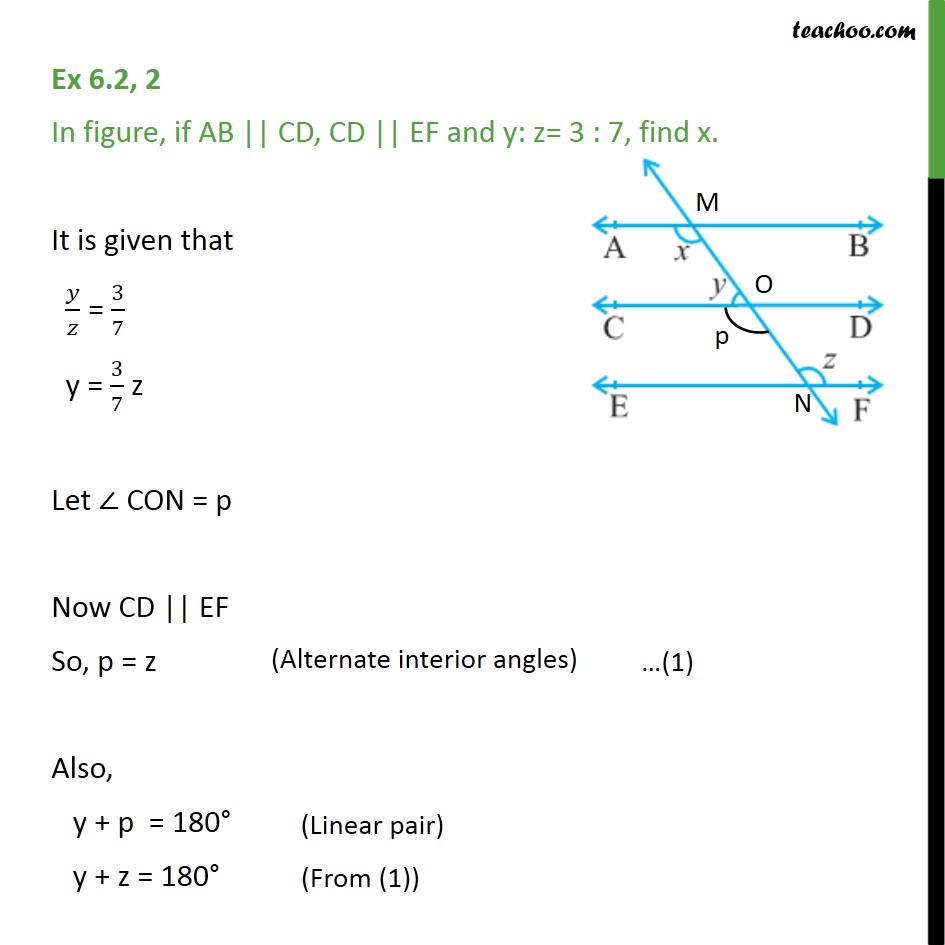 Ex 6 2 1 In Figure If Ab Cd Cd Ef And Y Z 3 7