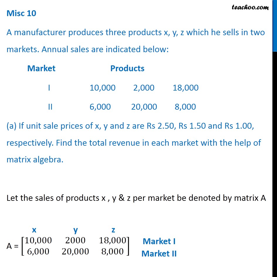 Misc 10 - A manufacturer produces three products x, y, z