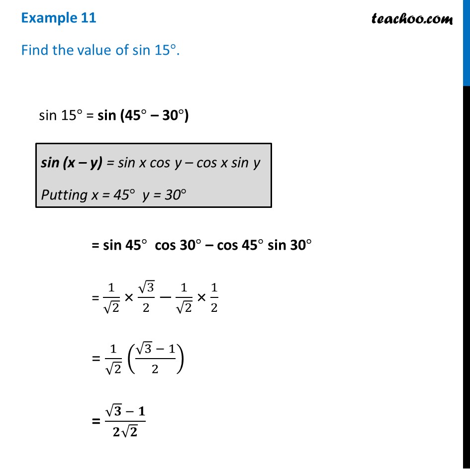 Finding value of sin 15 degrees [with Video] - Teachoo Maths