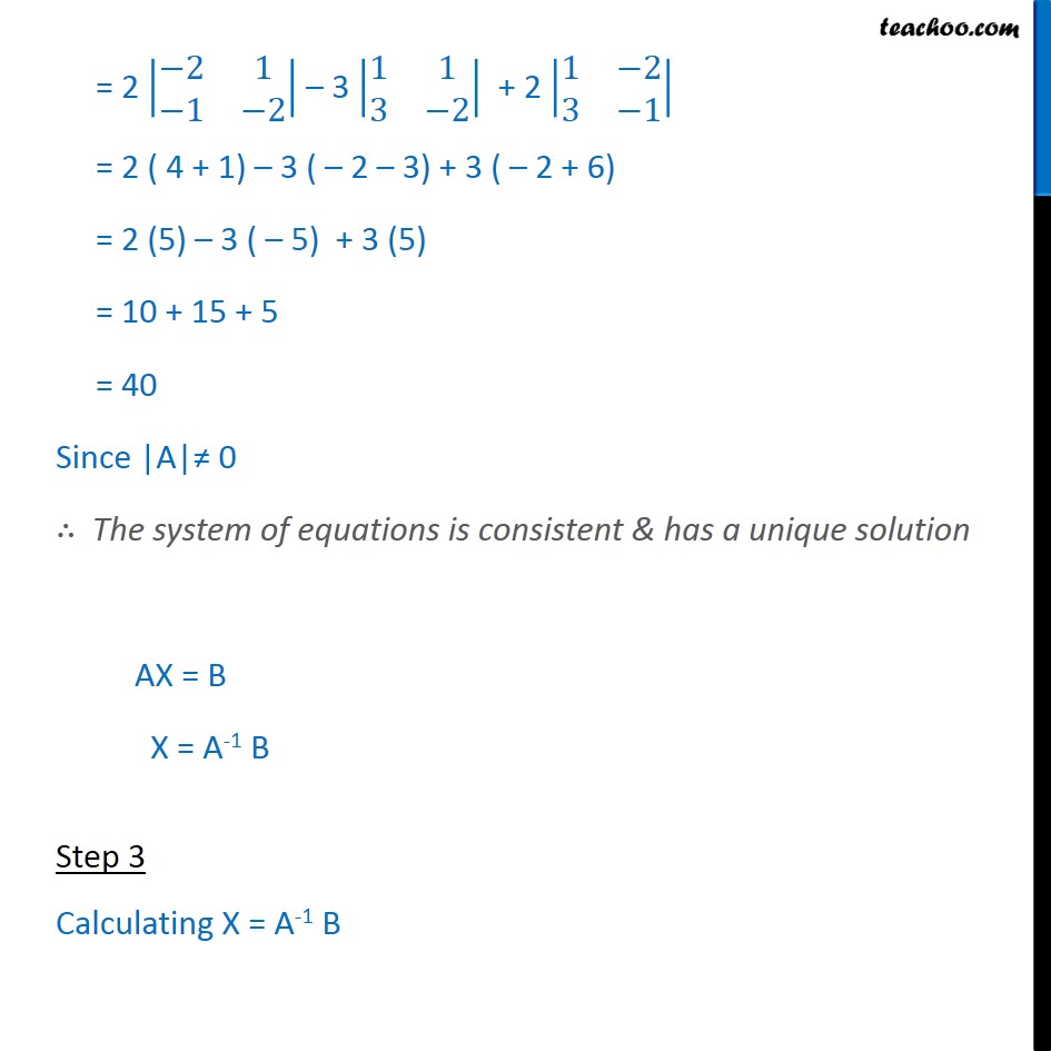 Ex 4.6, 13 - Solve linear equations using matrix method - Ex 4.6