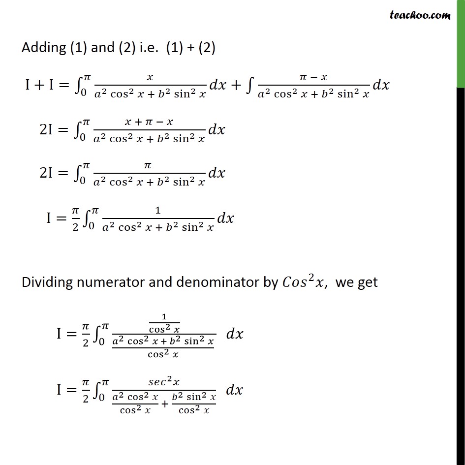 Example 44 - Evaluate x dx / a2 cos2 x + b2 sin2 x - Examples