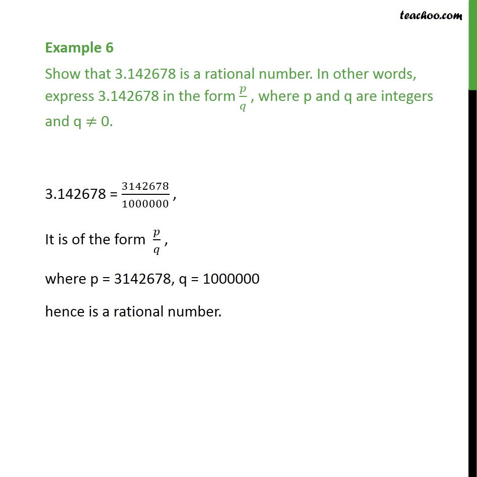 Example 6 - Show that 3.142678 is a rational number - Examples