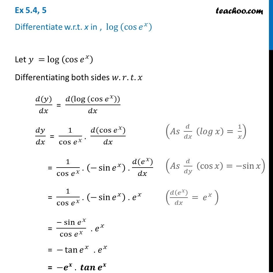 Ex 5.4, 9 - Differentiate cos x / log x - Chapter 5 NCERT