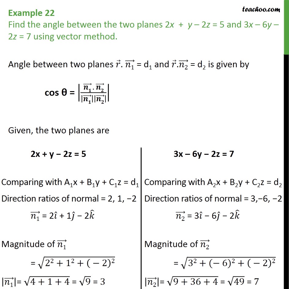 Question 12 - Find Angle Between Two Planes Using Vector Method