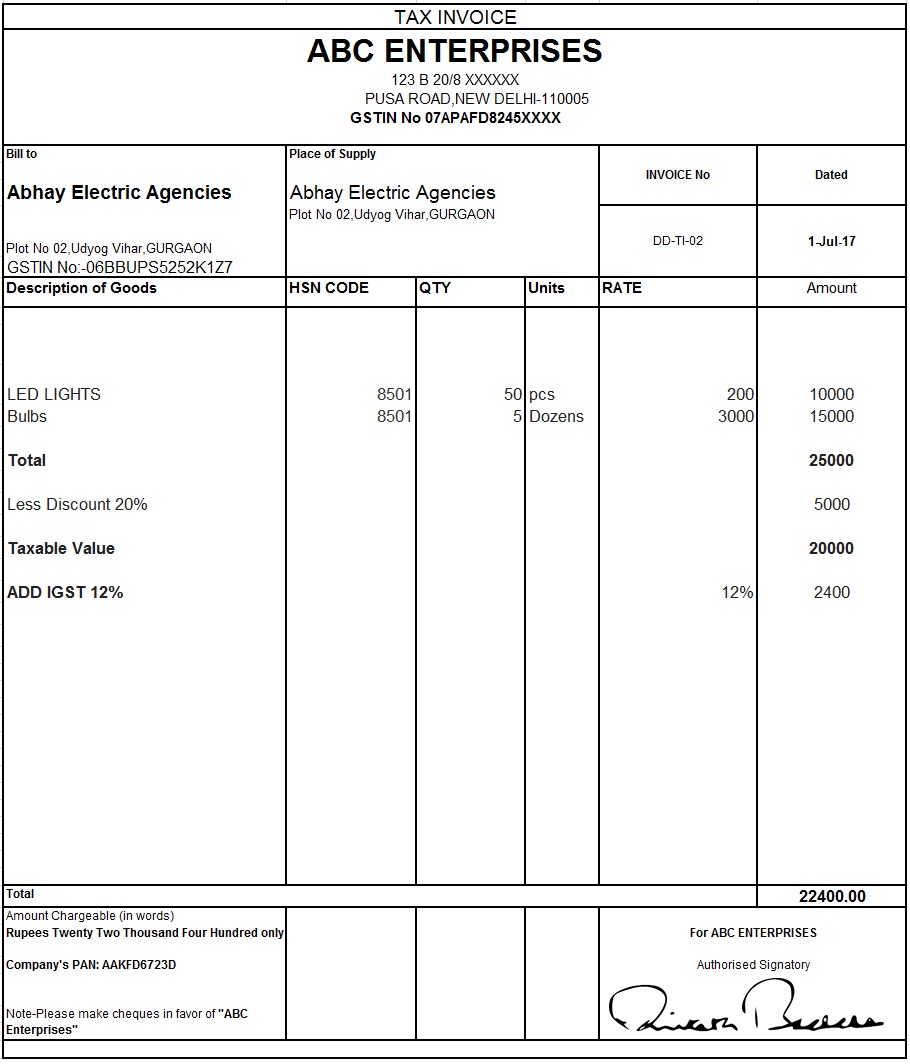 Invoice Without Gst Number