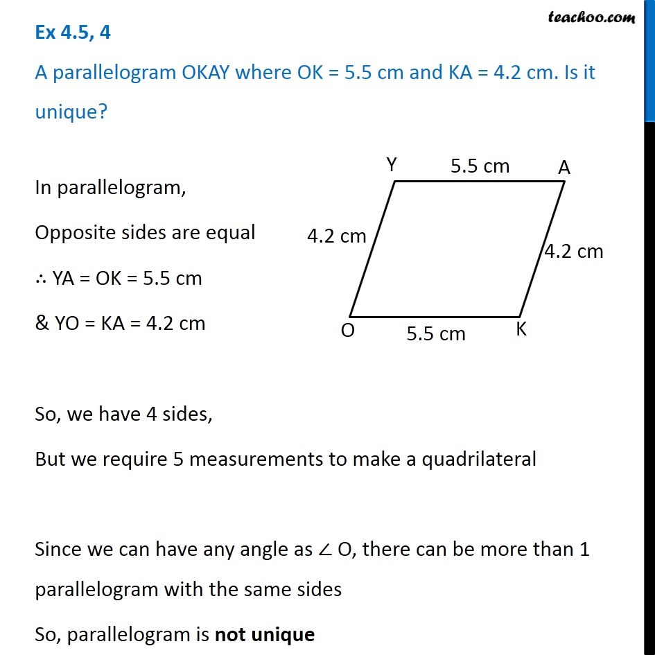 How to construct a Parallelogram Adjacent sides given Teachoo