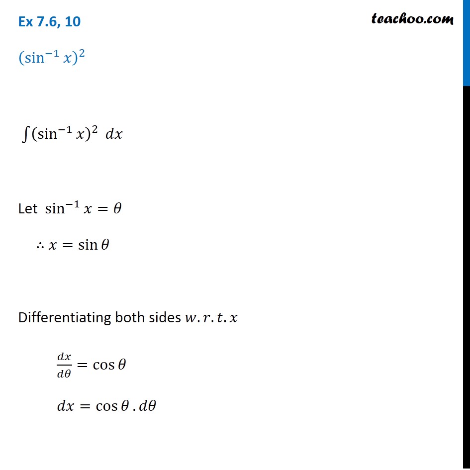 Integrate Sin 1 X2 Sine Inverse X2 Chapter 7 Class 12