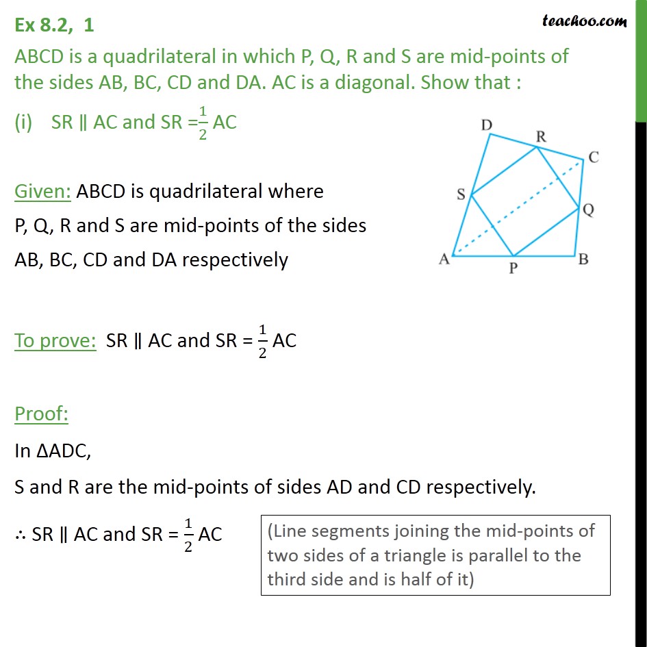 Ex 8.2, 1 - ABCD is a quadrilateral in which P, Q, R and S - Ex 8.2