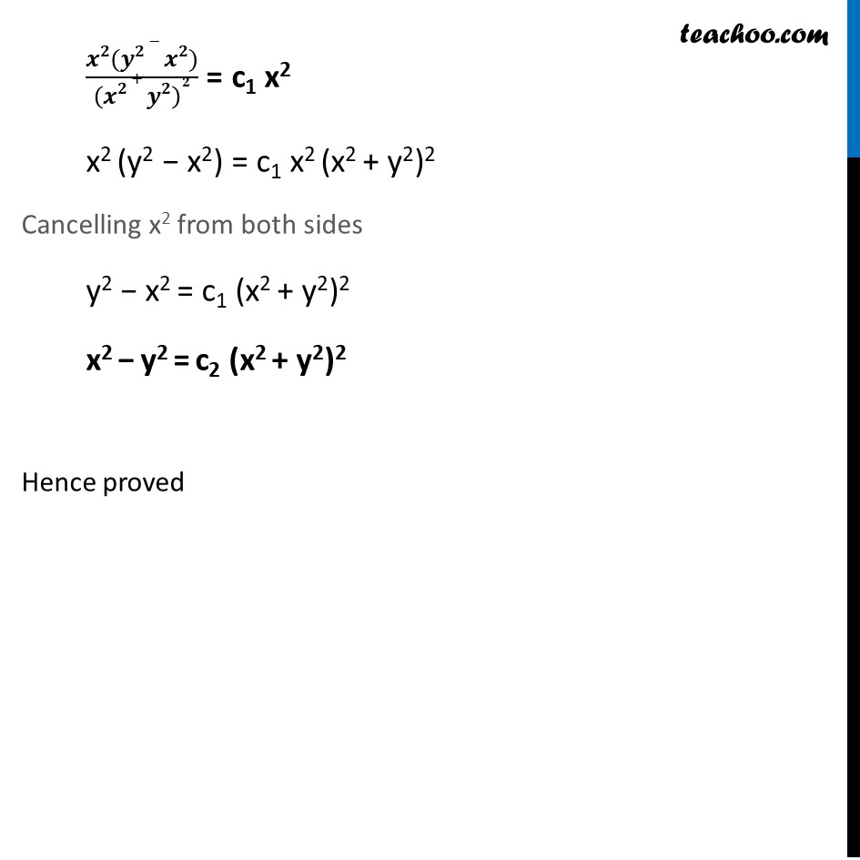 Misc 3 Prove X2 Y2 C X2 Y2 2 Is General Solution Of