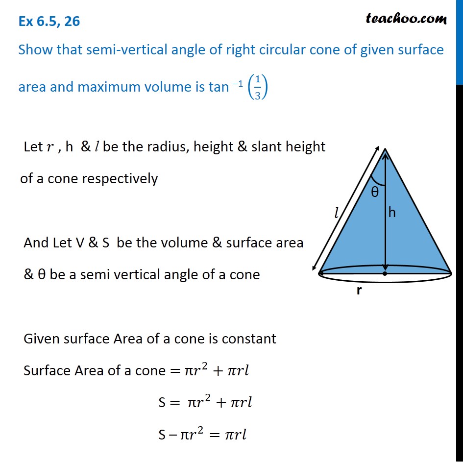 ex-6-5-26-show-that-semi-vertical-angle-of-cone-class-12