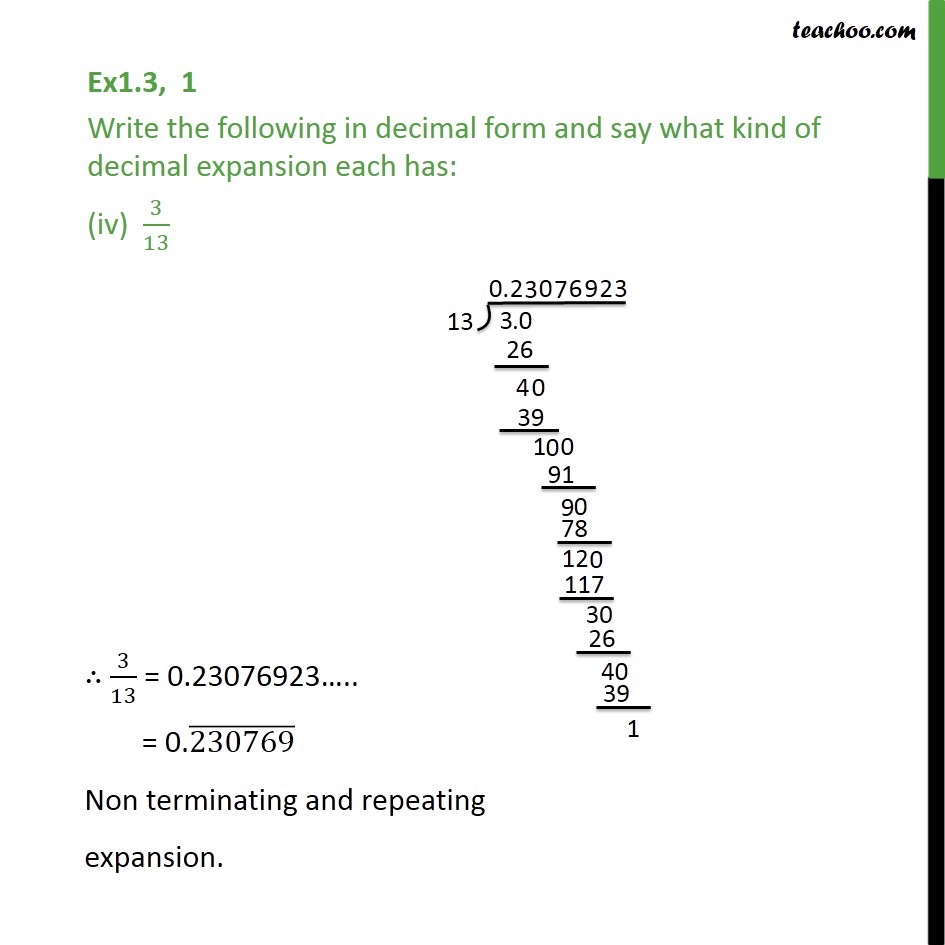 Ex 1 3 1 Write The Following In Decimal Form And Say Ex 1 3