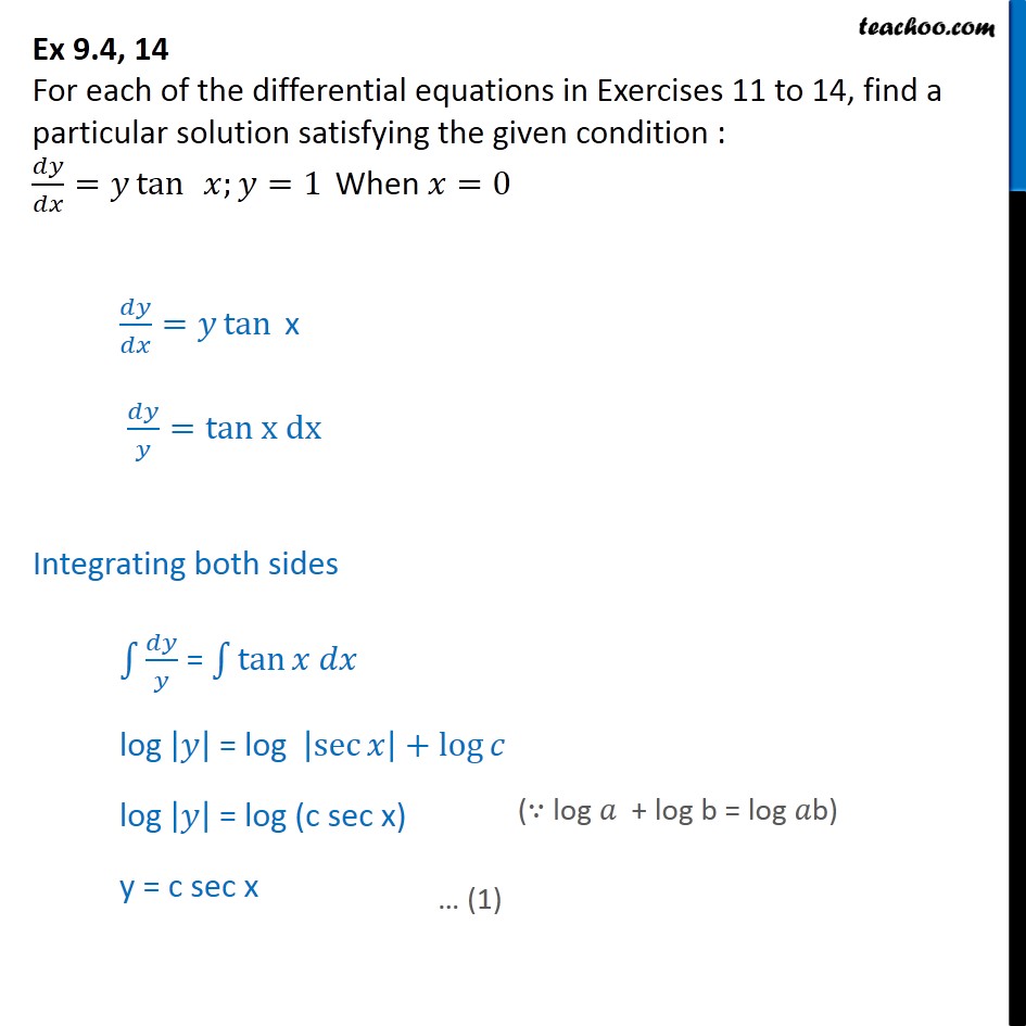 ex-9-3-14-find-particular-solution-dy-dx-y-tan-x-y-1